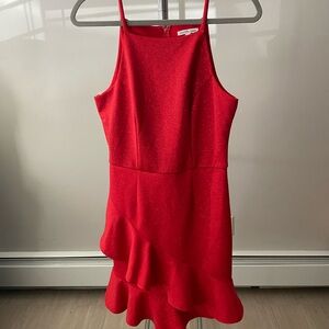 Charlotte Russe Red Glitter Ruffle Mini Dress